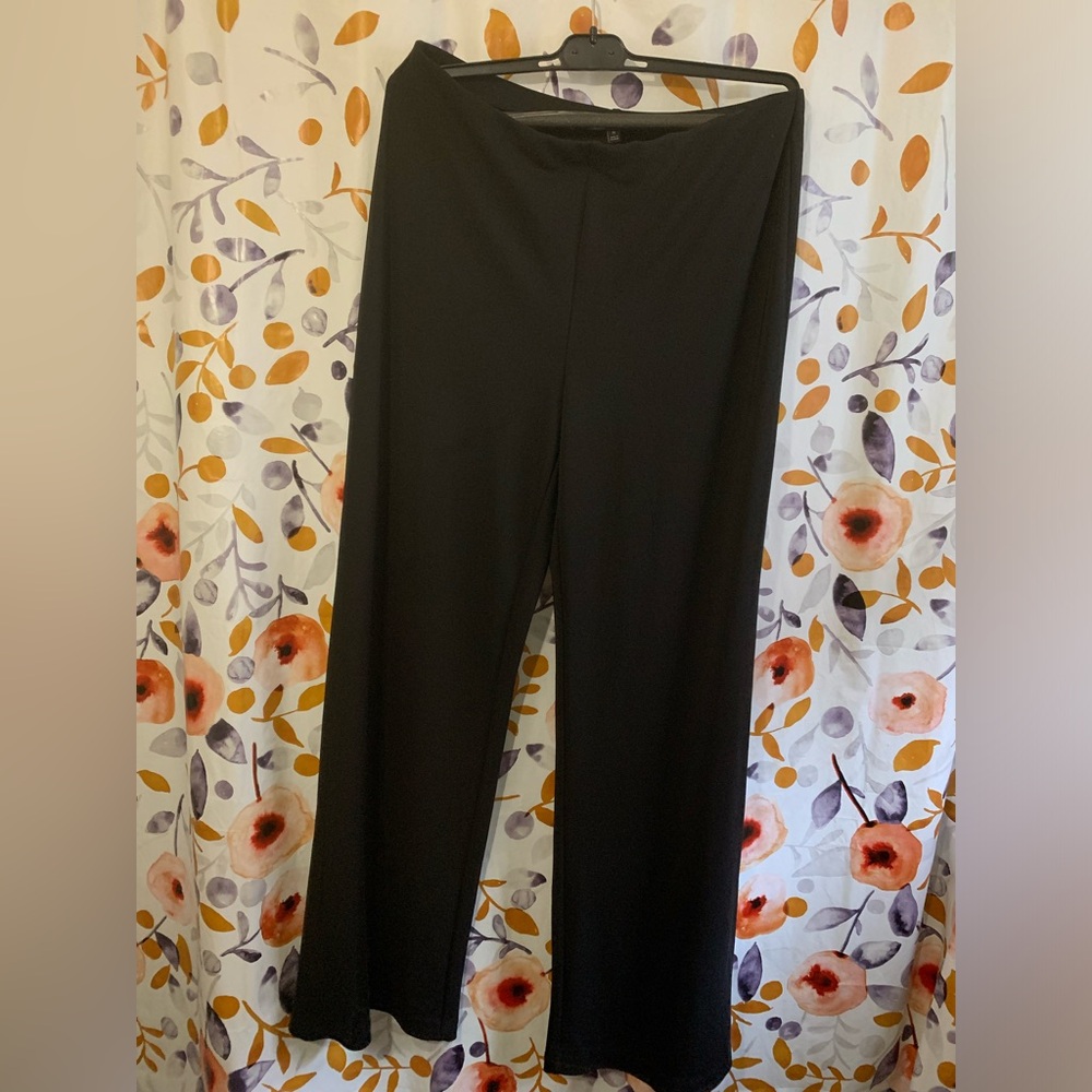 Talbots Black Wide-Leg Pull-On Stretchy Pants Sz M